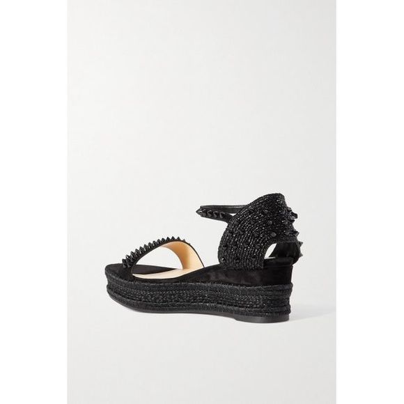 CHRISTIAN LOUBOUTIN Black Madmonica 60 Spiked Suede Espadrille Platform Sandals - Picture 2 of 3